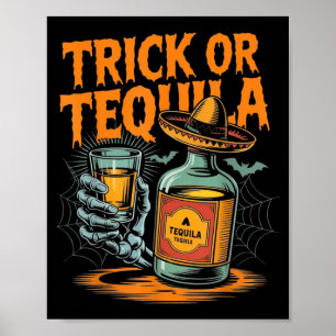 Trick or Bartender Men Women Funny Halloween Poster