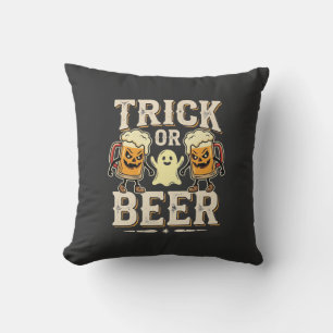 Trick or Beer Halloween Beer Design_1 Throw Pillow