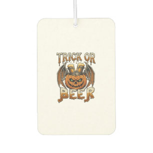 Trick Or Beer Halloween Pumpkin Skeleton Wings Mug Air Freshener