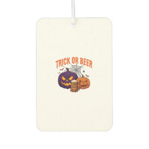 Trick Or Beer Halloween Pumpkins Mug Spider Web_1 Air Freshener