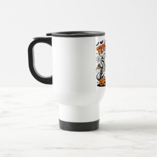 Trick or Beer Skeleton Dragons Halloween Art Travel Mug