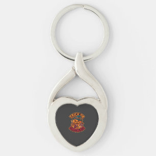 Trick Or Chocolate Halloween Pumpkin Witch Hat Can Keychain