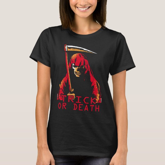 Trick or Dead  The Grim reaper Game  retro pixel s T-Shirt (Front)