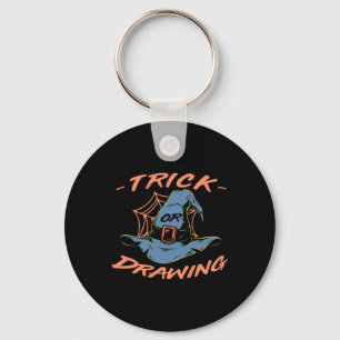 Trick Or Drawing Halloween Artist Scary Art Witch Keychain