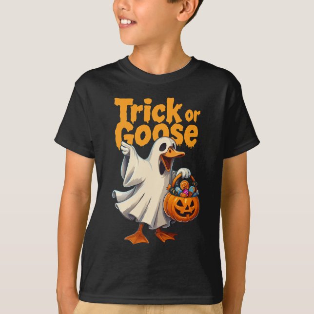 Trick or Goose Halloween Goose T-Shirt (Front)