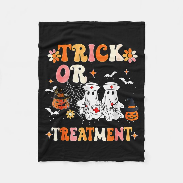 Trick Or Halloween Radiation Oncology Rad Therapy  Fleece Blanket (Front)