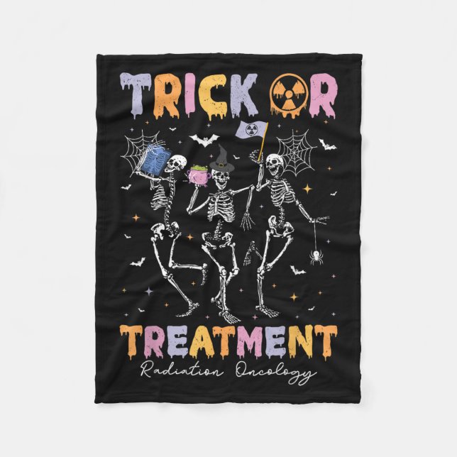 Trick Or Halloween Radiation Oncology Rad Therapy  Fleece Blanket (Front)