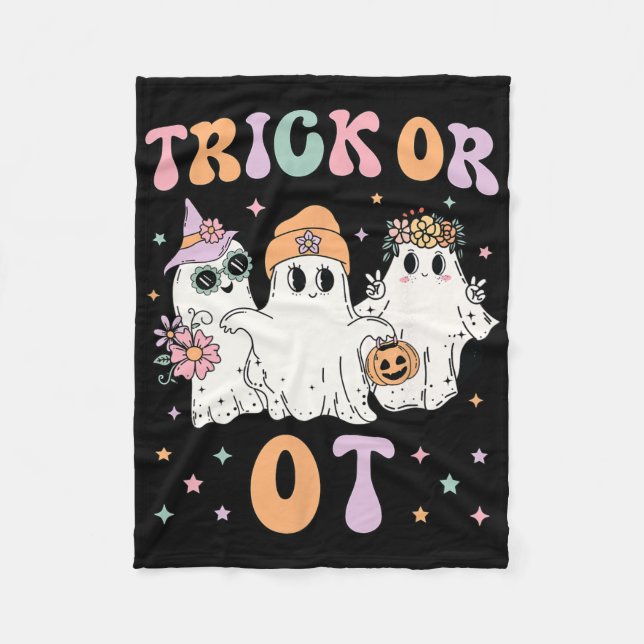 Trick Or Ot Occupational Therapy Therapist Hallowe Fleece Blanket (Front)