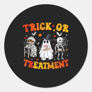 Trick Or Pt Physical Therapy Therast Halloween  Classic Round Sticker