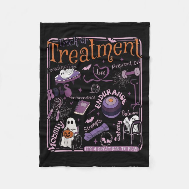 Trick Or Pt Physical Therapy Therast Halloween  Fleece Blanket (Front)