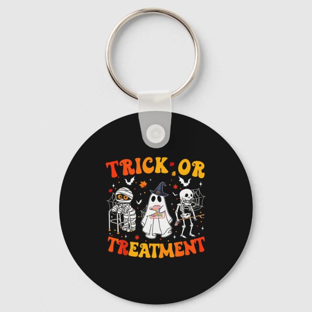 Trick Or Pt Physical Therapy Therast Halloween  Keychain (Front)