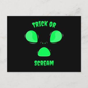 Trick or Scream Funny design Halloween Alien Postcard