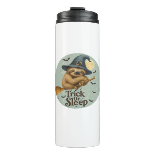 Trick or Sleep – Cute Witch Sloth Halloween Pun Ar Thermal Tumbler