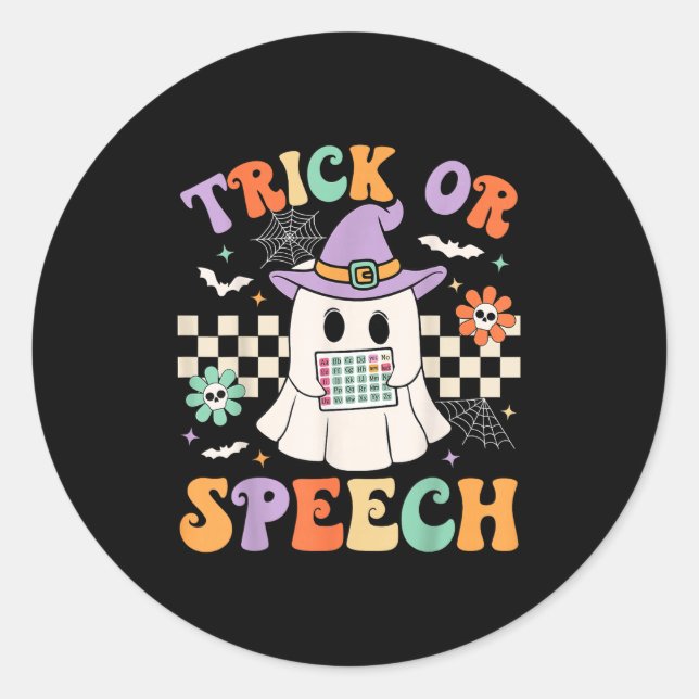 Trick Or Speech Halloween Slp Retro Speech Therapy Classic Round Sticker (Front)