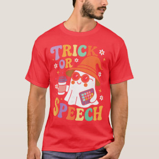 Trick or Speech Halloween SLP Retro Speech Therapy T-Shirt