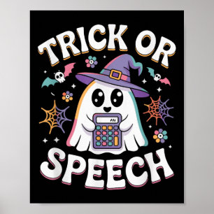 Trick Or Speech Retro Slp Halloween Speech Therapy Poster