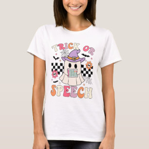 Trick Or Speech Retro Slp Halloween Speech Therapy T-Shirt