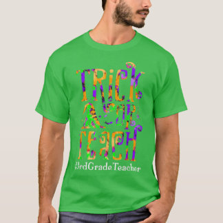 Trick Or Teach 3rd Grade Teacher Tie Dye Halloween T-Shirt