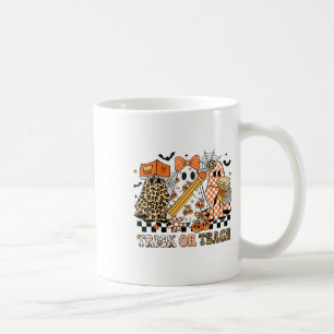 Trick Or Teach Ghost Teacher Halloween Retro Cherr Coffee Mug