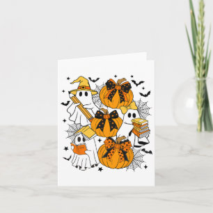 Trick Or Teach Ghost Teacher Halloween Retro Flora Card
