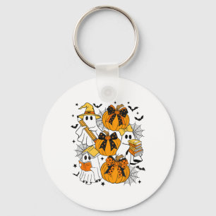 Trick Or Teach Ghost Teacher Halloween Retro Flora Keychain
