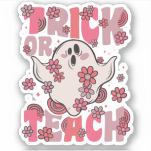 Trick Or Teach Groovy Ghost With Vintage Flowers