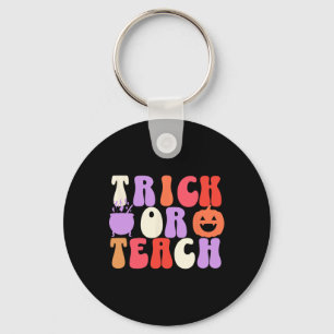 Trick Or Teach Groovy Teacher Halloween Keychain