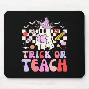 Trick Or Teach Groovy Teacher Halloween Retro Flor Mouse Pad