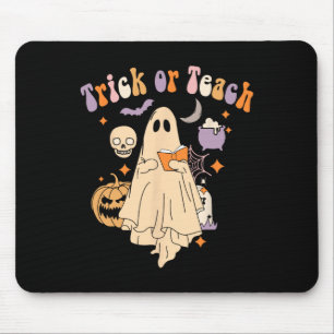 Trick Or Teach Groovy Teacher Halloween Retro Flor Mouse Pad