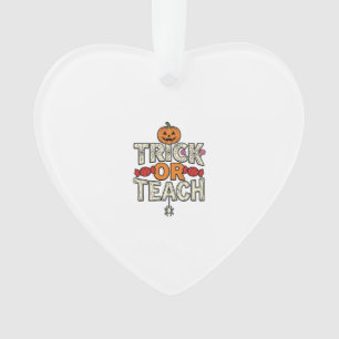Trick Or Teach Halloween Teacher Vintage Vector De Ornament