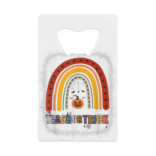 Trick Or Teach Leopard Rainbow Teacher Halloween C Credit Card Bottle Opener