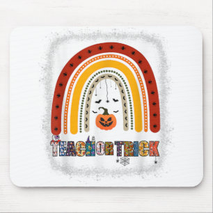 Trick Or Teach Leopard Rainbow Teacher Halloween C Mouse Pad
