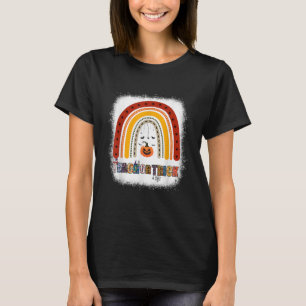 Trick Or Teach Leopard Rainbow Teacher Halloween C T-Shirt