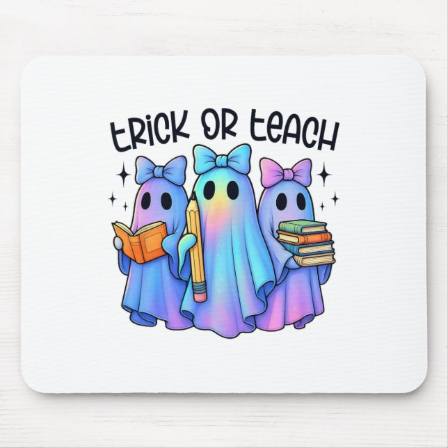 Trick Or Teach Pastel Galaxy Ghost Halloween Spook Mouse Pad (Front)