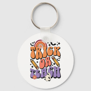 Trick Or Teach Retro Fall Halloween Costumes Teach Keychain