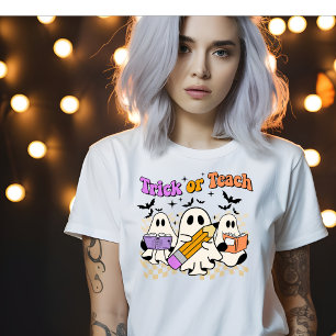 Trick Or Teach Retro Halloween Teacher Tshirt