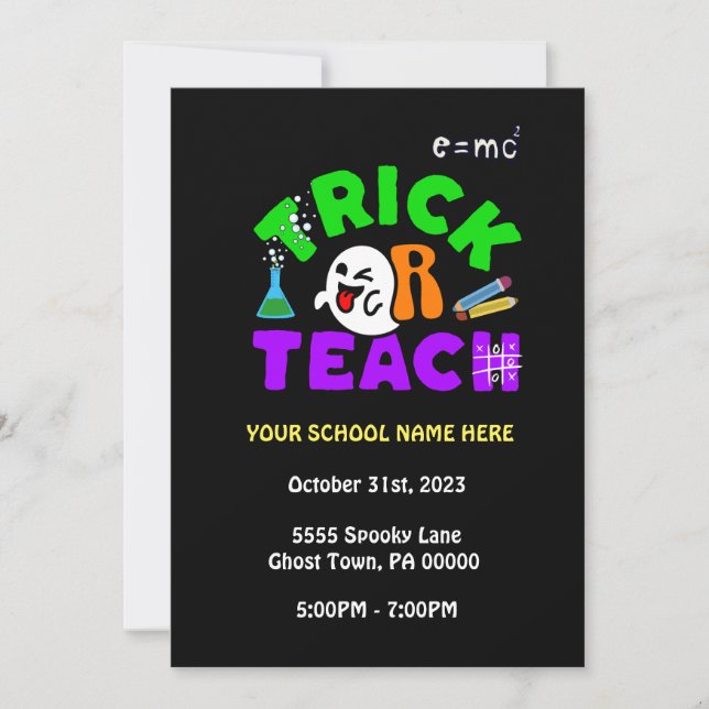 Trick or Teach School Ghost Invitation (Front)