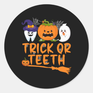 Trick Or Teeth Funny Dentist Halloween Dental Squa Classic Round Sticker