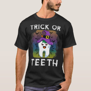 Trick Or Teeth Funny Dentist Halloween Dental Squa T-Shirt