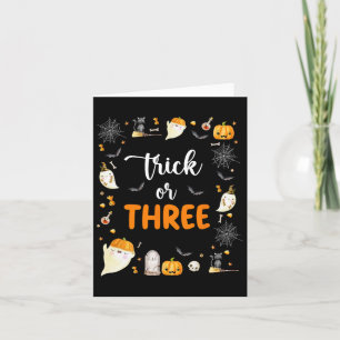 Trick Or Three Birthday Party 3rd Birthday Spooky Card