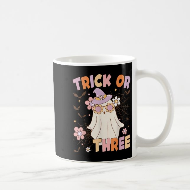 Trick Or Three Cute Ghost Groovy 3rd Birthday Soky Coffee Mug (Right)
