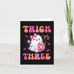 Trick Or Three Halloween 3 Years Old Ghost Birthda Card