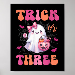 Trick Or Three Halloween 3 Years Old Ghost Birthda Poster