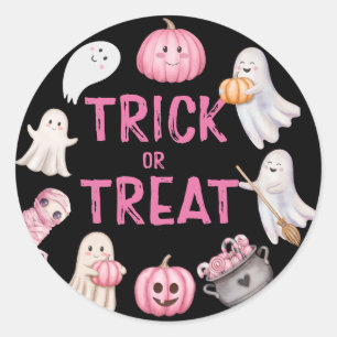 Trick Or Three Halloween Ghost 3rd Birthday Party Classic Round Sticker