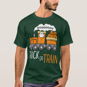 Trick Or Train Halloween Boo Ghost Riding Train Fu T-Shirt
