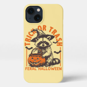 Trick or Trash Funny Raccoon Halloween Vintage  iPhone 13 Case