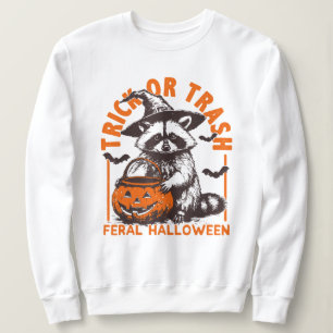 Trick or Trash Funny Raccoon Halloween Vintage Sweatshirt