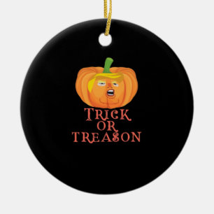 Trick Or Treason Halloween Impeach Trumpkin Design Ceramic Ornament