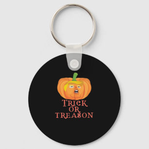 Trick Or Treason Halloween Impeach Trumpkin Design Keychain