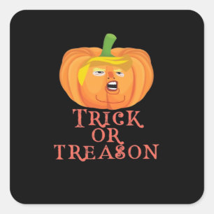 Trick Or Treason Halloween Impeach Trumpkin Design Square Sticker